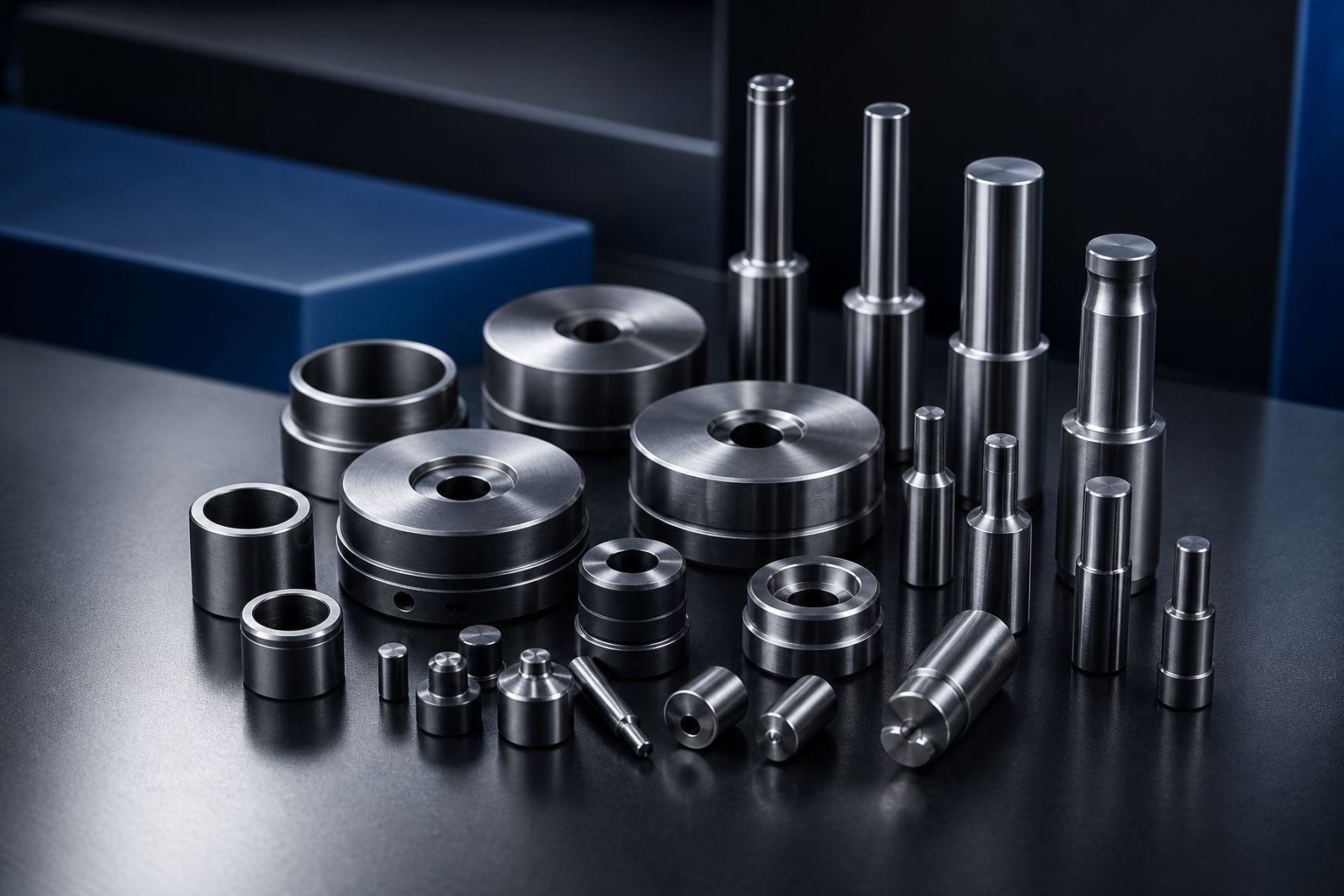 Tungsten carbide dies, punches, and components for cold heading and forming