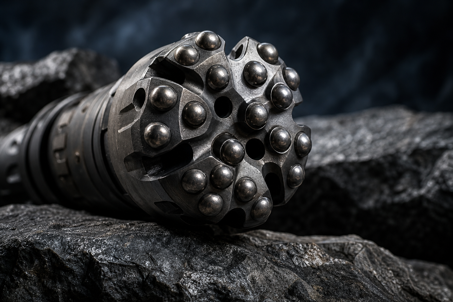 Drilling tool with carbide button inserts for mining and foundation drilling